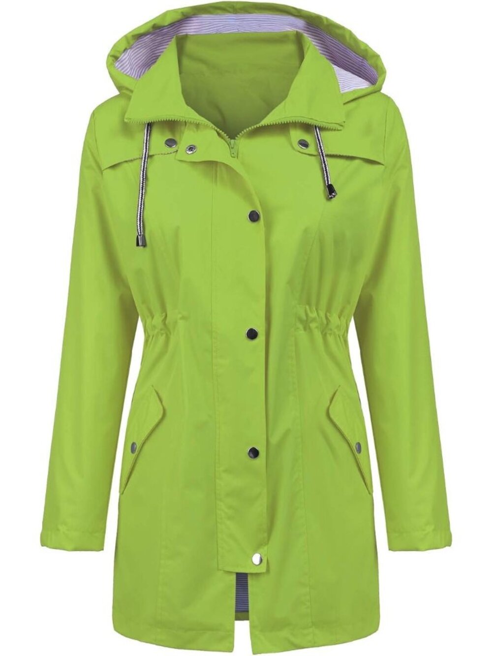 〽️Women's Long Green Raincoat Waterproof Hooded Lightweight Windbreaker Jacket